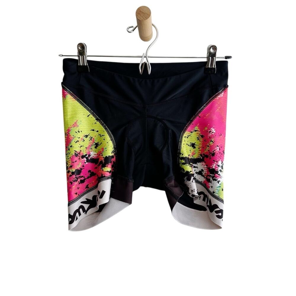 Smashfest Queen Cycling Running Neon Splatter Fleece Lined Tri Shorts